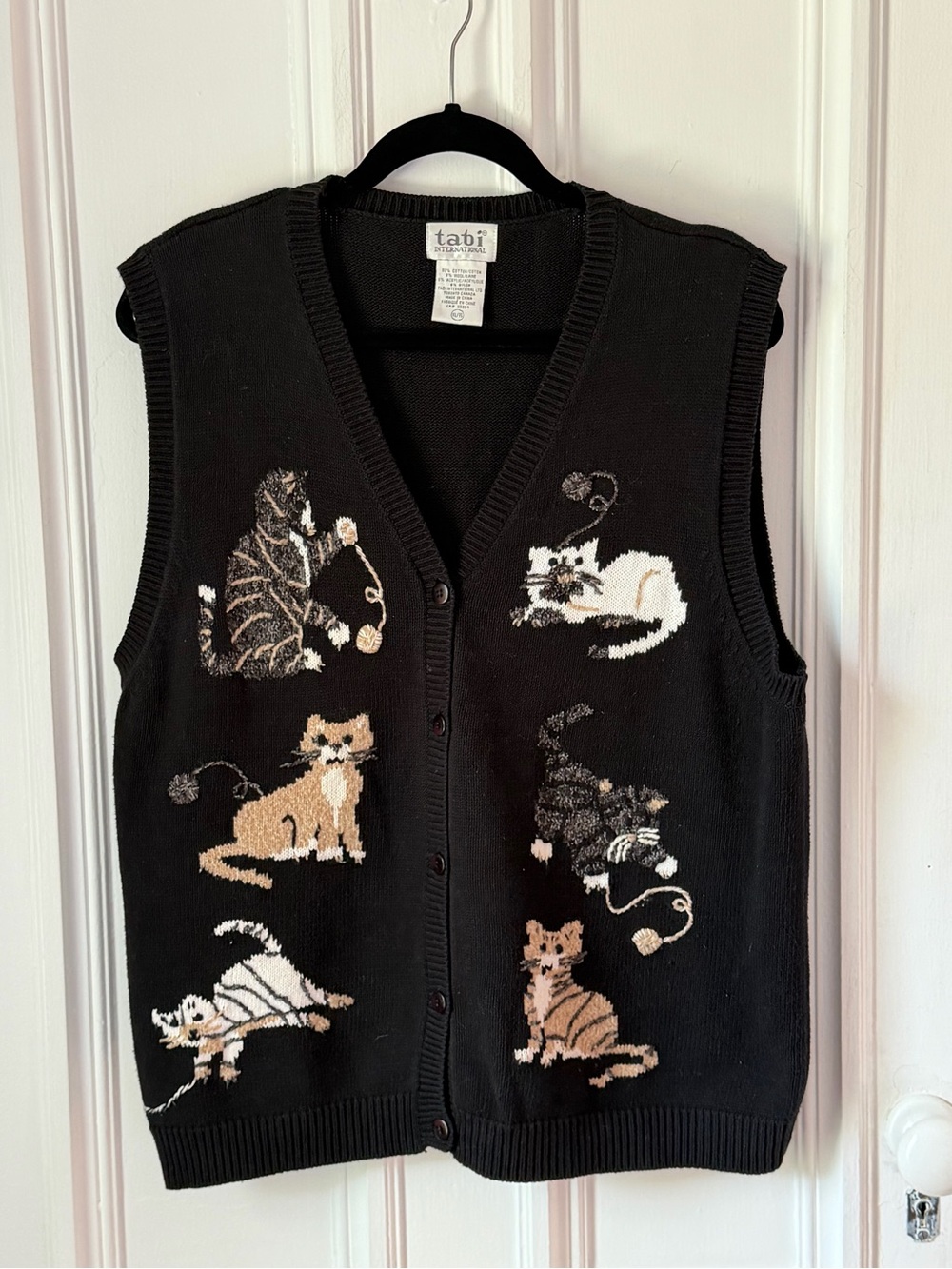 Women’s Tabi Wool Blend Black Kitten Vest Size XL
